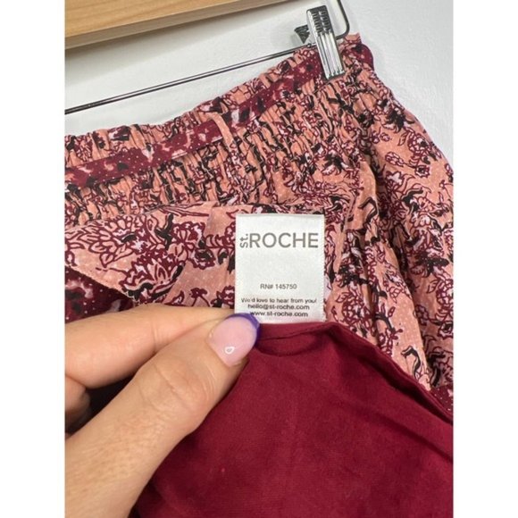 St. Roche Starling Elastic Tie Waist Casual Mini Skirt Women's Berry Size: 2 NWT - Picture 7 of 10